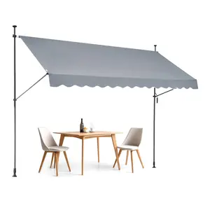 VEVOR 138 x 47" Patio Awning Retractable,  , Awning Sunshade Shelter with Manual Crank Handle, Outdoor Patio Canopy Sunsetter Deck, Adjustable Height from 86 to 122 in, for Patio/Balcony/Yard, Dark Gray