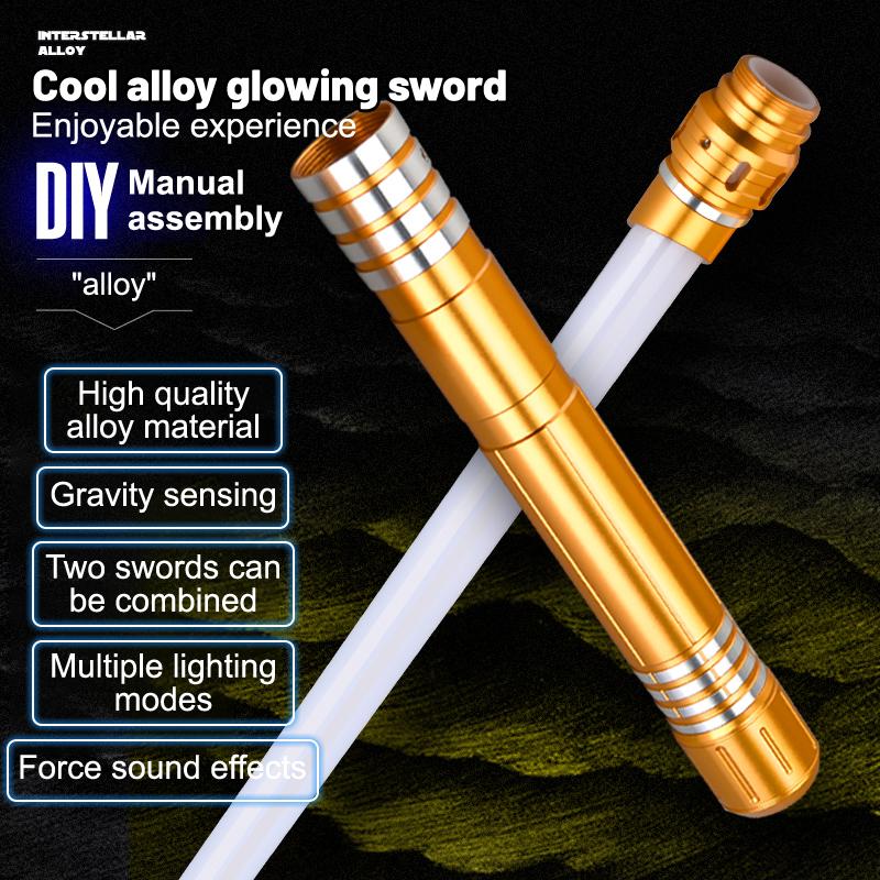 Interstellar Alloy Lightsaber 2-in-1 Connectable Double-Bladed with 16 RGB Colors Gravity Sensing Sound Effects Premium Metal Handle Rechargeable Dueling Toy Sword