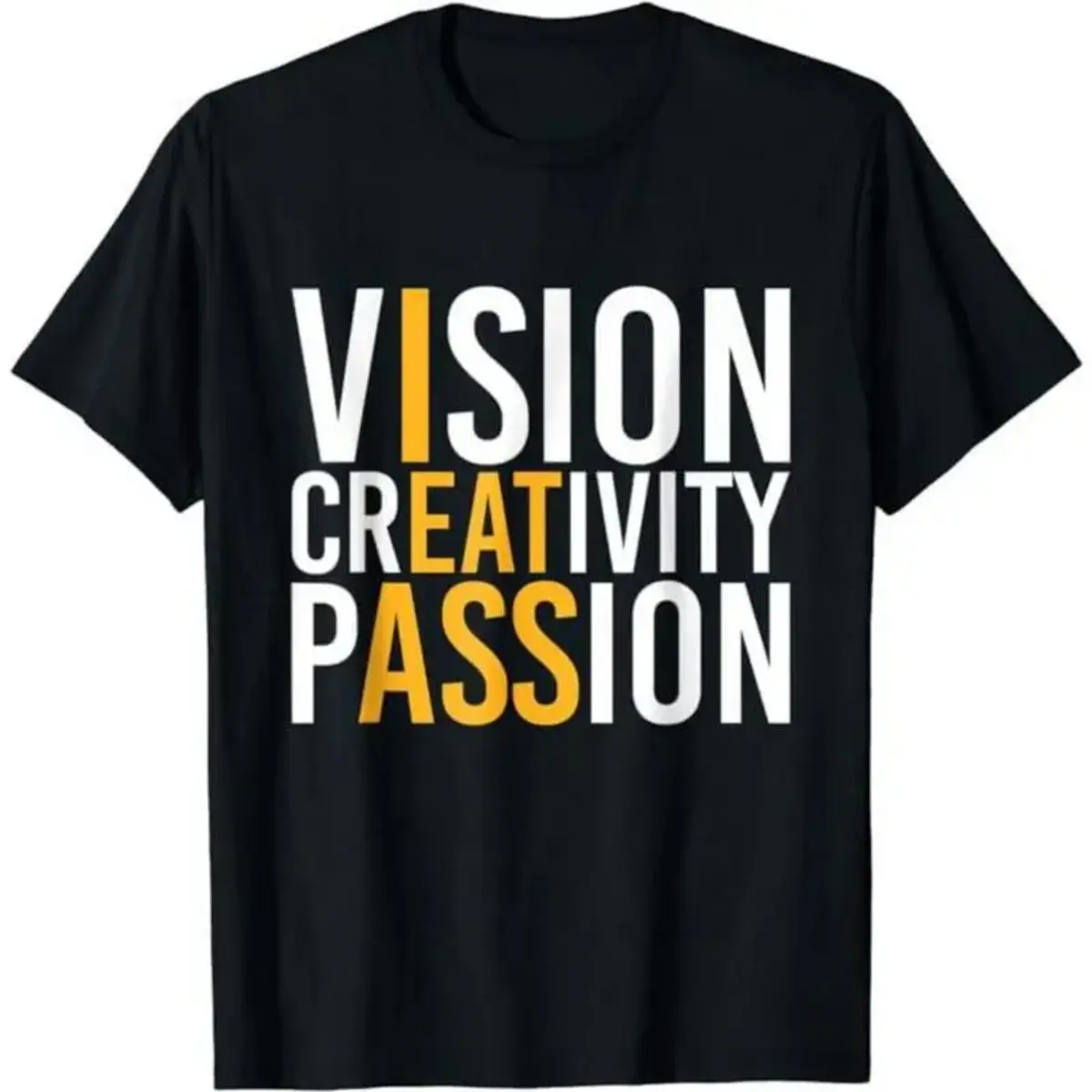 Funny  Shirts, Vision Creativity Passion T-Shirt  Casual Fashion  Smooth Top Basic Streetwear