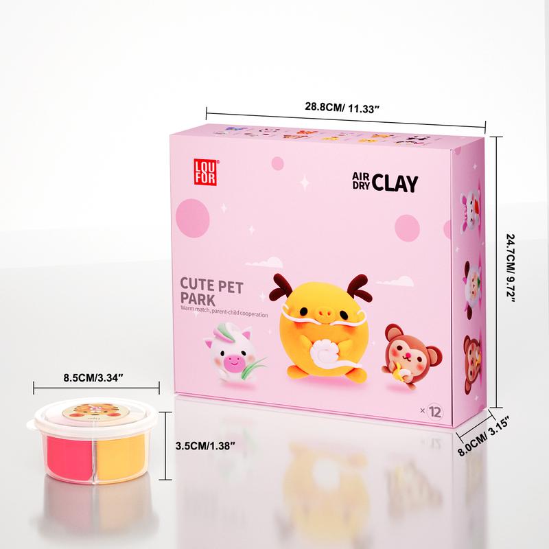【LOUFOR】Air Dry Clay Kits - Modeling Clay for Kids, Ultra Light & Soft, Safe & Non-Toxic, DIY Airdryclay Kit with Sculpting Tools and Tutorials, Creatible Art Crafts Toys Gifts for Boys Girls，[XmasGifts]   Plastic Gift Set,Blackfriday,Christmas