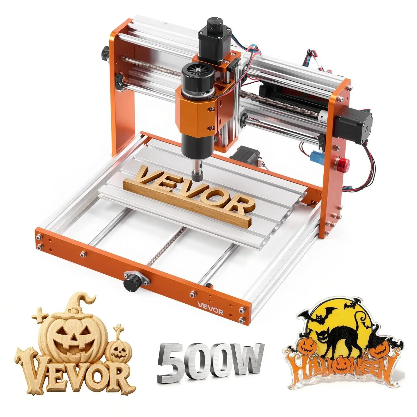 【Summerfinds】VEVOR 3-Axis CNC Router Machine, 500W Spindle, 11.81x7.08x3.15 in Working Area, Aluminum Alloy Build, 1.8-Inch Offline Controller, Limit Switch, Emergency Stop, Easy Assembly for Wood Acrylic Plastic Carving Cutting