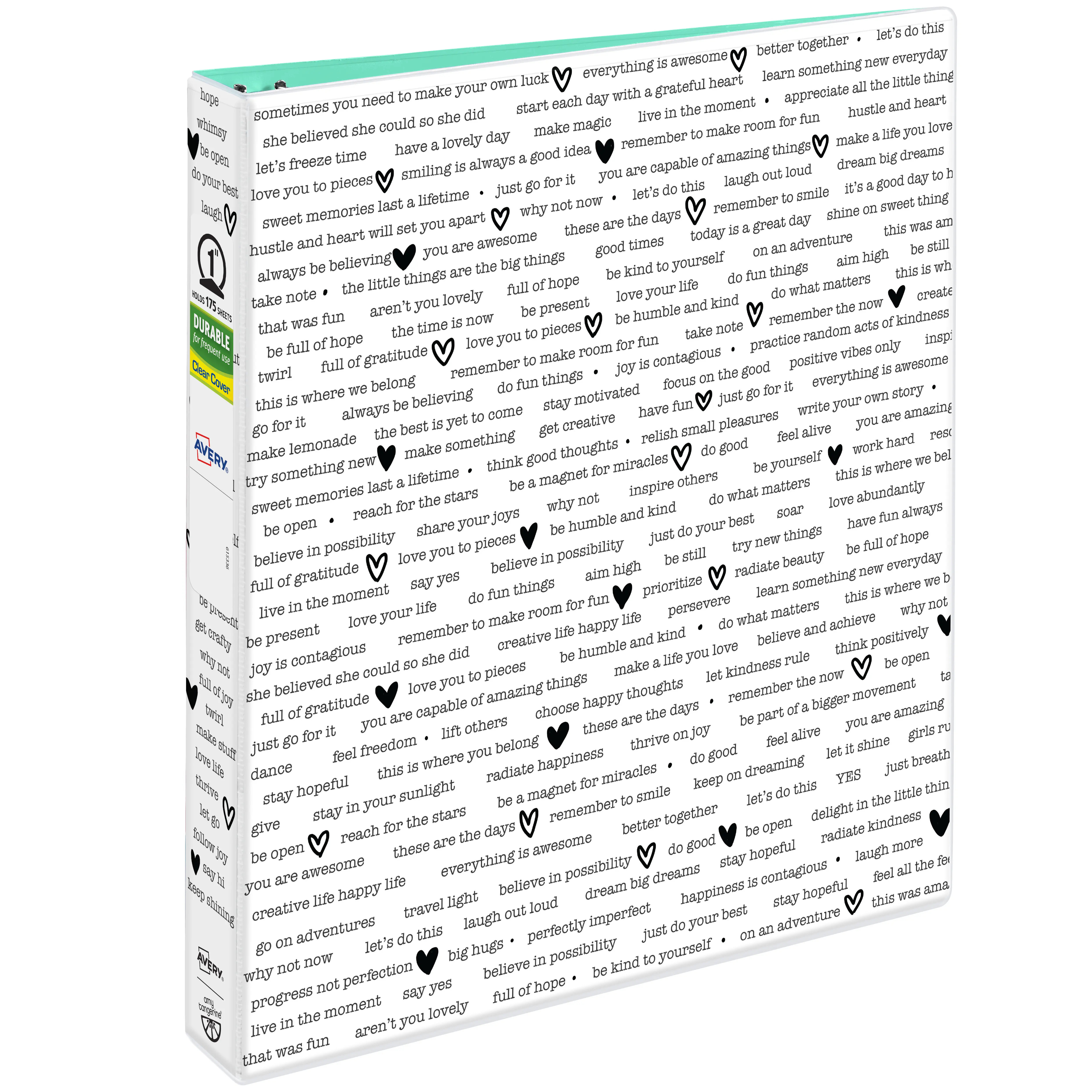Avery + Amy Tangerine Designer Collection Document Binder, 1" Round Rings, 175-Sheet Capacity, Flat Page Hold, Durable Construction, Personalizable (28321)