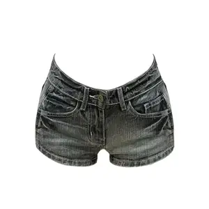 gym shorts Women Y2K Summer Streetwear Gyaru Harajuku Coquette Denim Denim Mini Acubi Shorts Button Low Rise Short Pants 2000s Alt Clothes