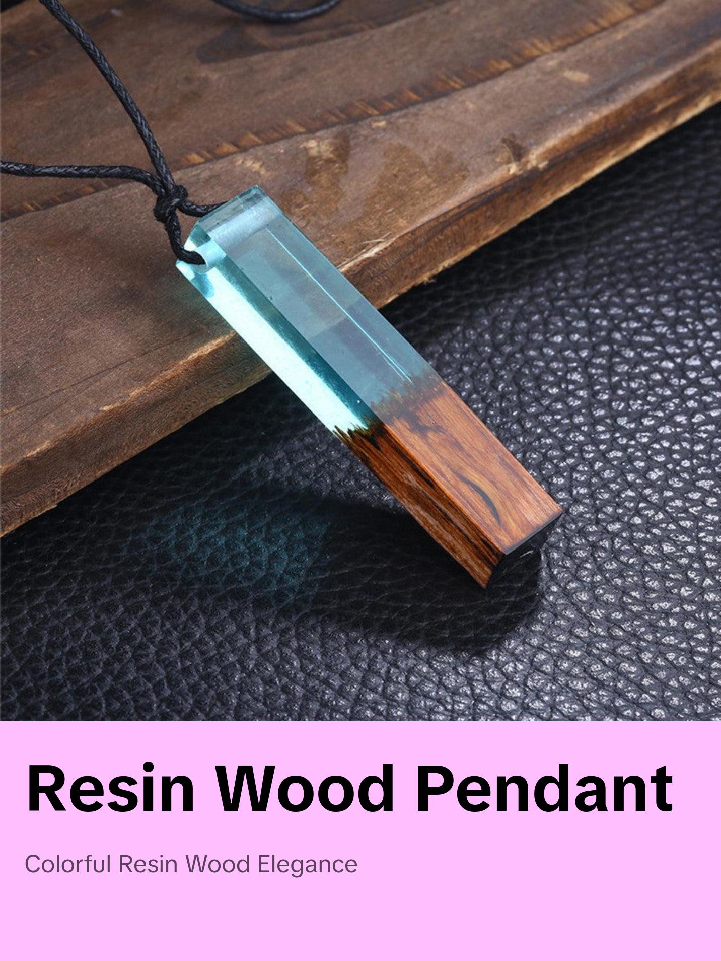 Resin Wood Pendant Necklace