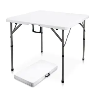 34" Folding Card Table Plastic, Portable Square Height, Perfect for Party and Parties Backyard Events, White