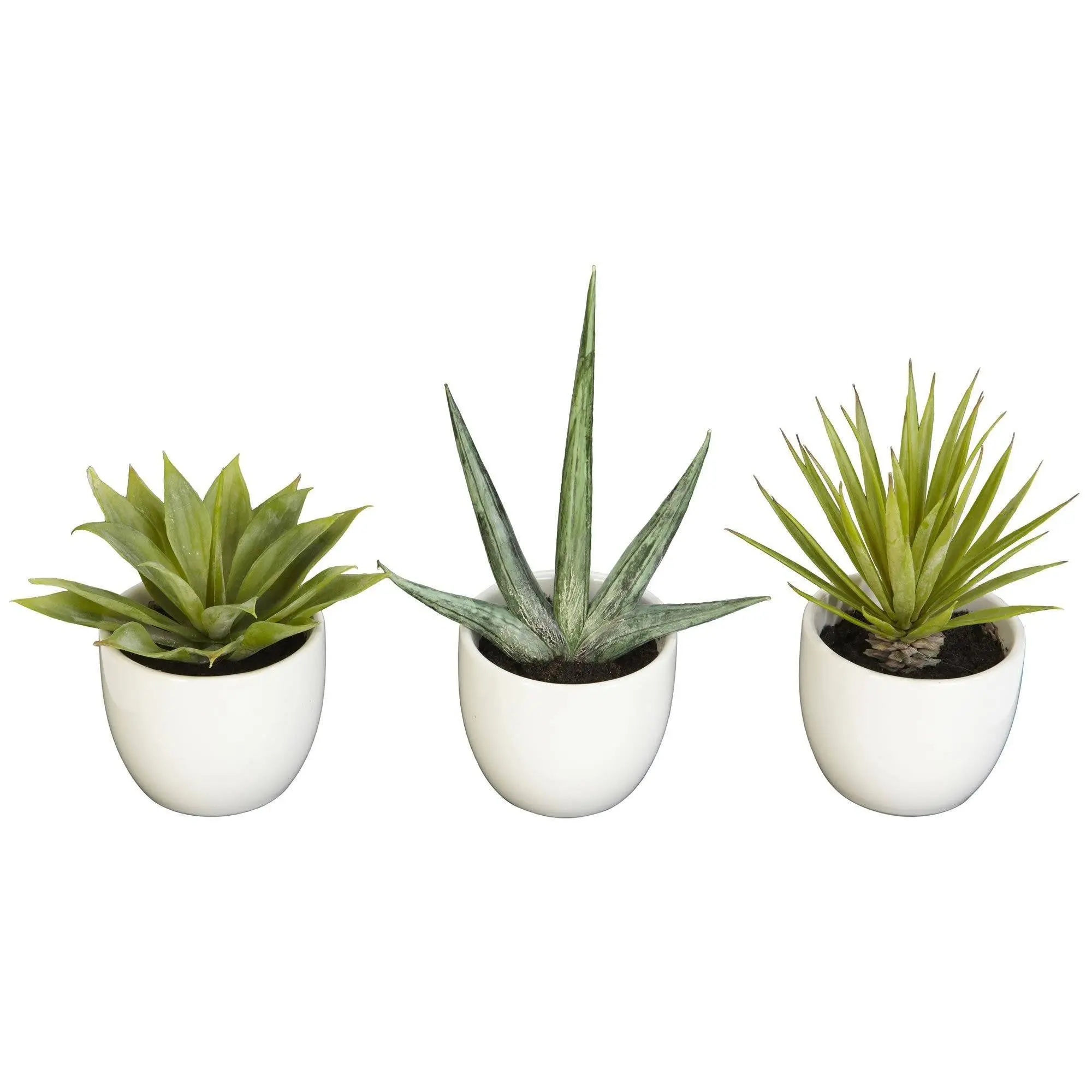 Decorative 3-Piece Southwest Multi-Size Synthetic Succulent Plant Collection - 5.5 Inch Artificial Flowers, Agave-Type Ornaments, Home Decor Accessory