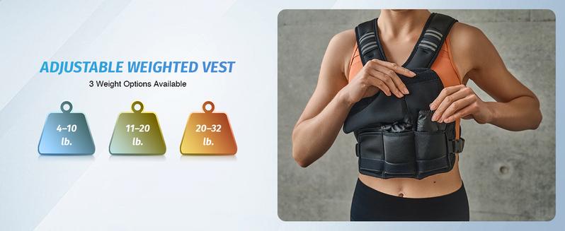 【Jumpstart Sale】ZELUS Adjustable Weighted Vests,4-10lbs/11-20lbs/20-32lbs Adjustable Workout Weighted Vest with 6 Ironsand Weights for Men&Women:Motivational Walking, Running, Rucking, Strength Training