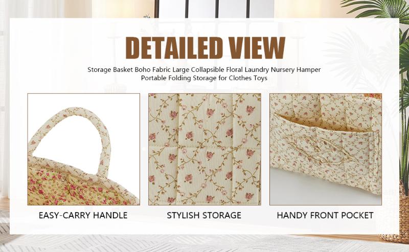 Car Storage Basket with Handle,Foldable Washable Organizer&Multi-Purpose Fabric Bin for Office Supplies,Home Decor|Farmhouse Floral Design Cute Organizer Reusable Grocery ShoppingBags toybox clothes book,Luggage Accessories Valentine's Day gift love