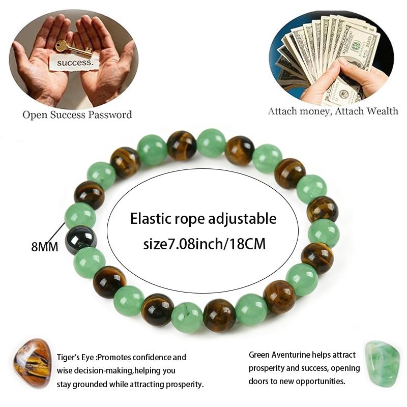 4PCS Money Attraction Bracelet with Green Aventurine & Tiger Eye - Blue Friendship Crystal Bracelet Beaded Jewelry Protection Bracelet Encouragement Gift For Her Fashion Artificial Bracelet Daily Wear