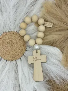 Personalized Wood Bead Decade Rosary | Catholic Prayer Beads, Baptism, First Communion & Confirmation Keepsake