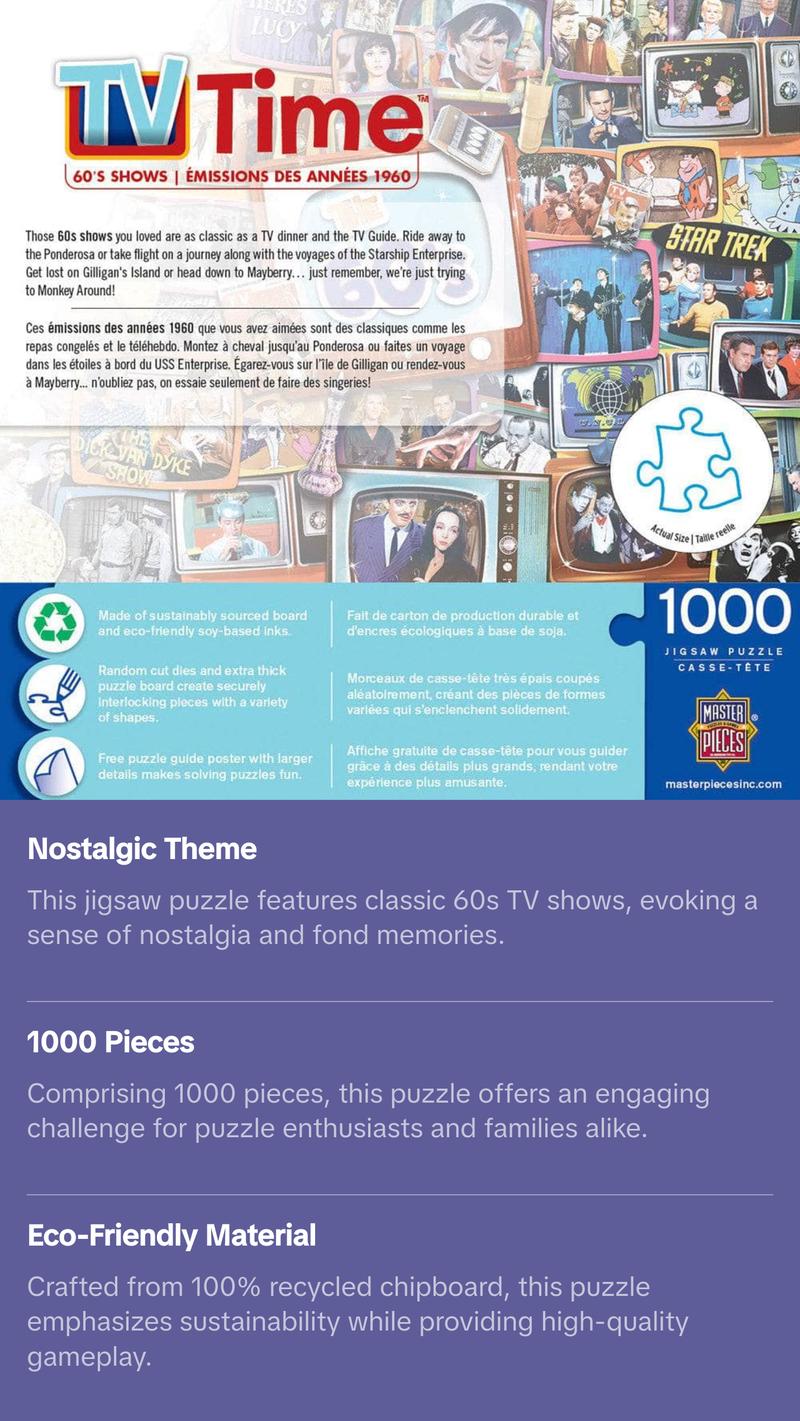 TV Time - 60's Shows 1000 Piece Jigsaw Puzzle