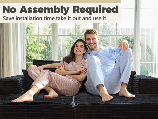 【2 Packages Shipping】Ovios 75" Oversized Sectional Double Lounge Chaise with Cloud Plush Sofa Bed,  Boneless Couch No Assembly Required, Fluffy Modern Sleeper Loveseat Chair for Indoor Living Room Bedroom Movie