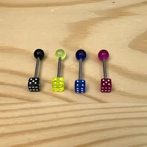 Tongue Ring 14g - Dice design tongue barbells