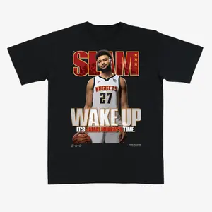 Jamal Murray “Wake Up, It’s Jamal Murray’s Time” Basketball T-Shirt – Black Graphic Tee Featuring SLAM Style Denver Pro Hoops Clutch Star Design