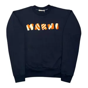 Marni Logo Organic Crewneck Sweatshirt Navy