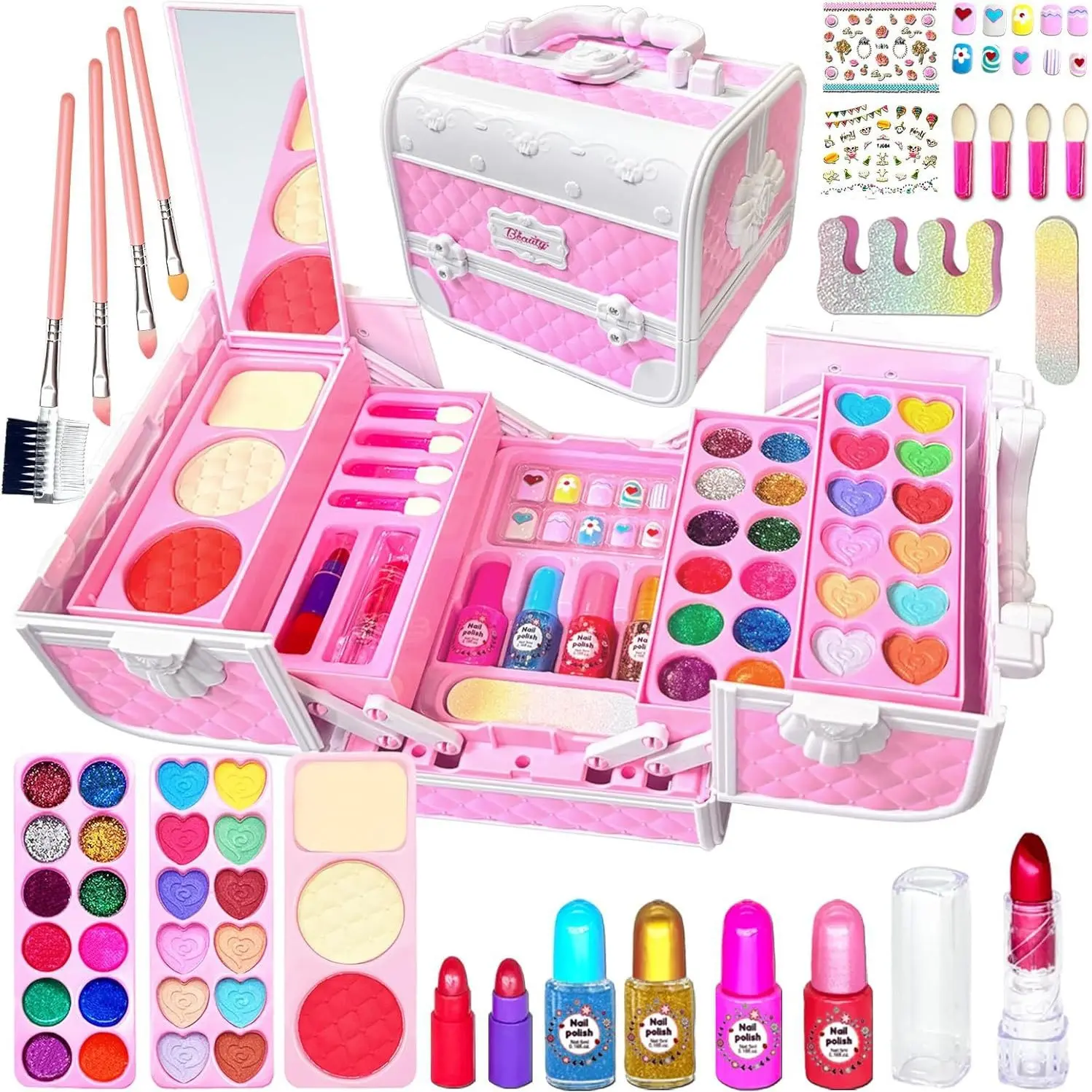 Washable Children's Cosmetics Set | Realistic Makeup Toys | Pretend Play Set | Makeup Kit for Girls Ages 4–12 | Birthday and Holiday Gift