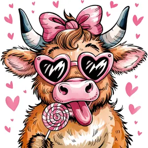 Cow, valentines, heat transfer, press and peel, no shirt, made to order