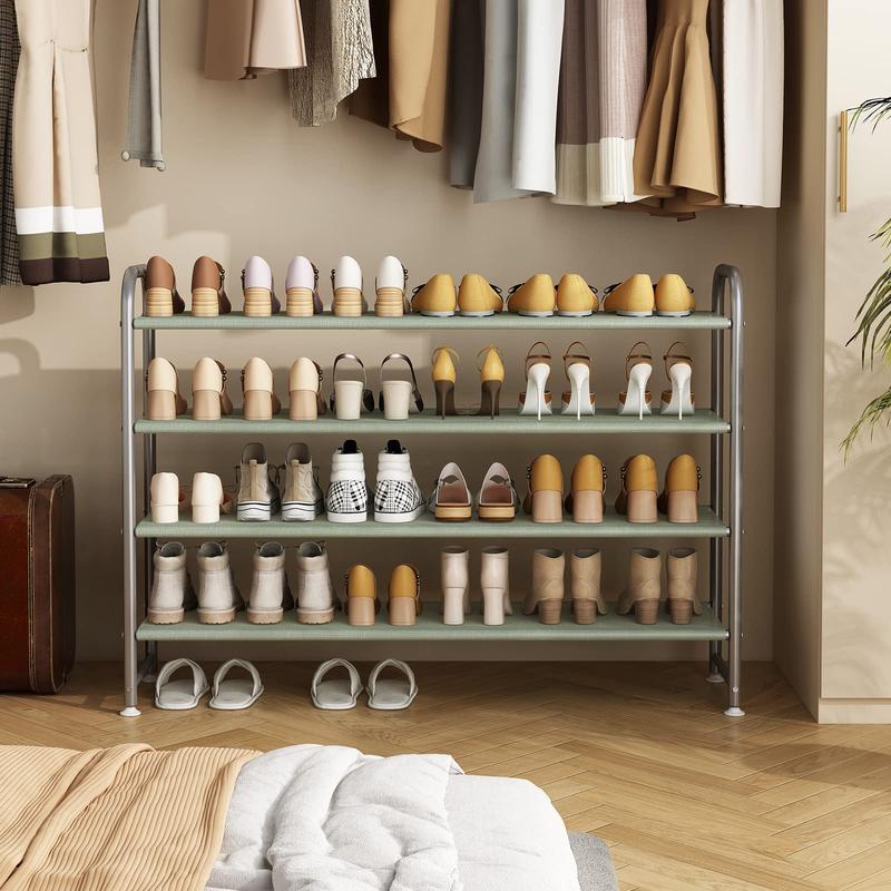 SUOERNUO 2 / 3 /4Tier  Long Shoe Rack for Closet Shoe Organizer for Closet Floor Entryway Storage Stackable Wide Shoe Shelf
