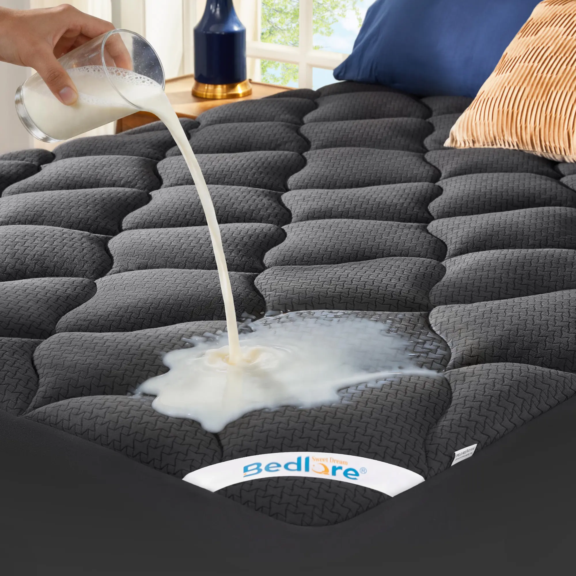 【HomeEssentials】BEDLORE Waterproof Mattress Pad, Breathable Mattress Protector with 6-18 Inch Deep Pocket, Quilted Fitted Mattress Topper Bed Cover, Noiseless & Machine Washable Pressure Relief Bedding Protector for Home & Hotel