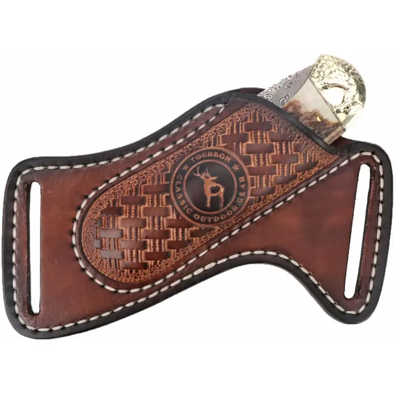 Tourbn Leather Belt Sheath - Compact Pocket Holster for Folding Draw Knives, Outdoor Gear, EDC Tool Carry