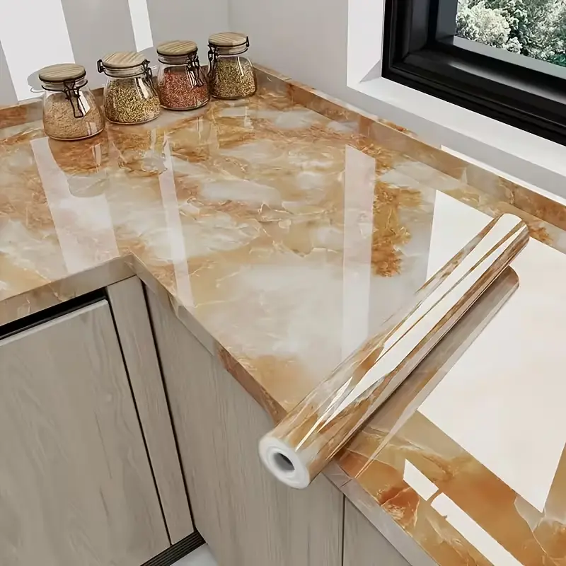 Waterproof Self-Adhesive Furniture Renovation Stickers, Heat-Resistant Decor Tiles Stickers for Countertops, Tables, Kitchen & Bathroom Renovation (Single Roll), Self Adhesive Stickers Decorative Decal peel and stick wallpaper