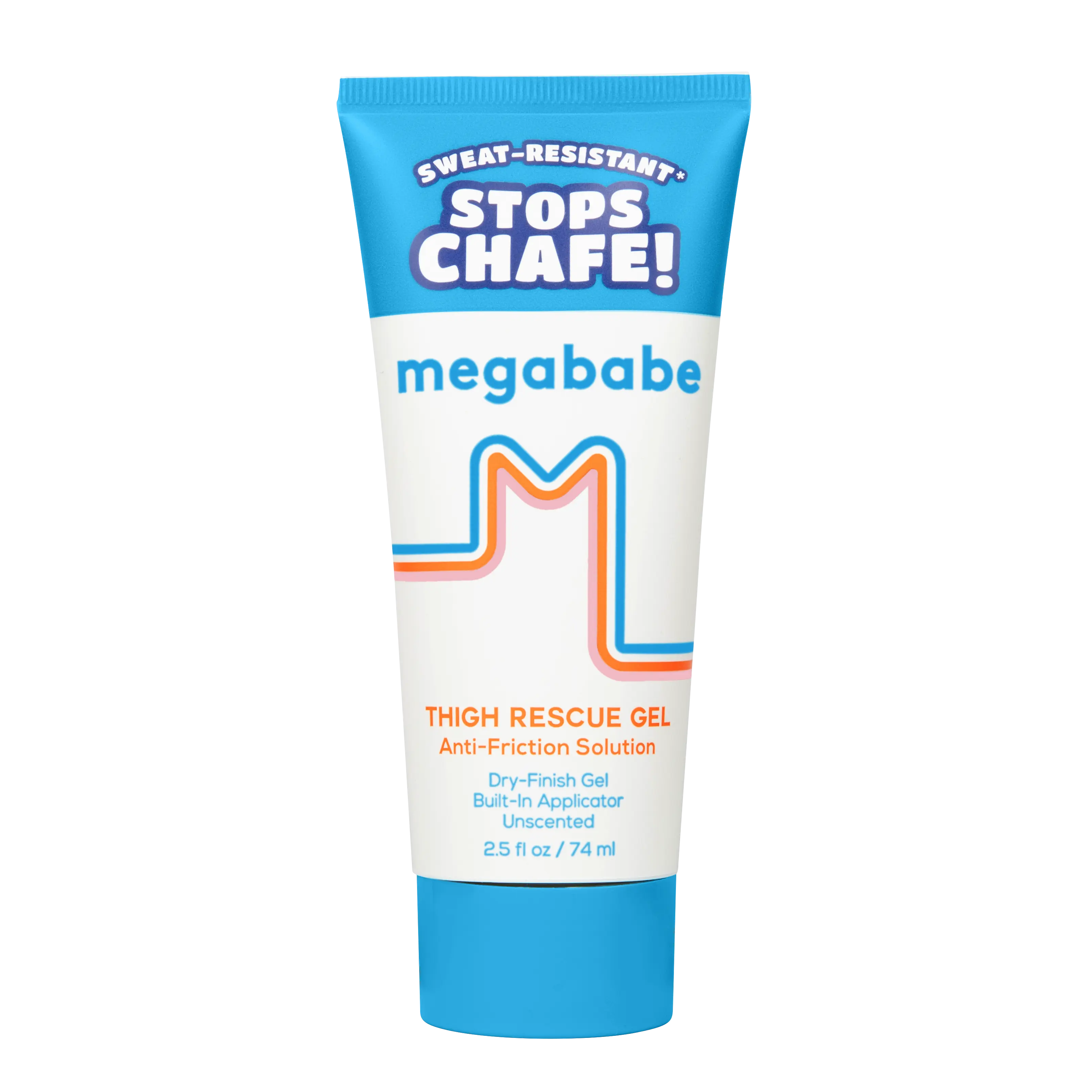 Megababe Thigh Rescue Gel | Clear Anti-Friction Barrier for Chafing | Sweat-Resistant | No-Mess Applicator | Thighs, Bra-Lines & More | 2.5 fl oz