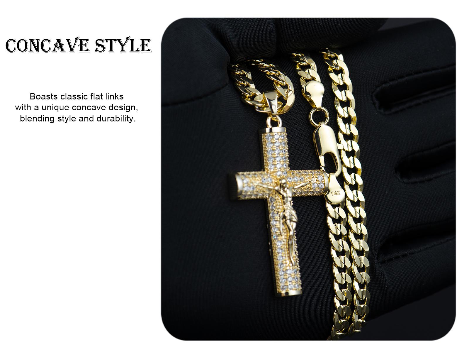 Holylegend 14k Real Gold-Plated Cuban , Figaro, Miami Cross with Jesus Christ Crucifix,24 inches Long and 6mm Wide,Handcrafted Polishing and Multiple Electroplating Daily Wear Necklace Holylegend 14k Real Gold-Plated Cuban , Figaro, Miami Cross with Jesus Christ Crucifix,24 inches Long and 6mm Wide,Handcrafted Polishing and Multiple Electroplating Daily Wear Necklace