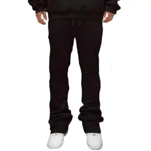 Men's Solid Stacked Flared Sweat Pants