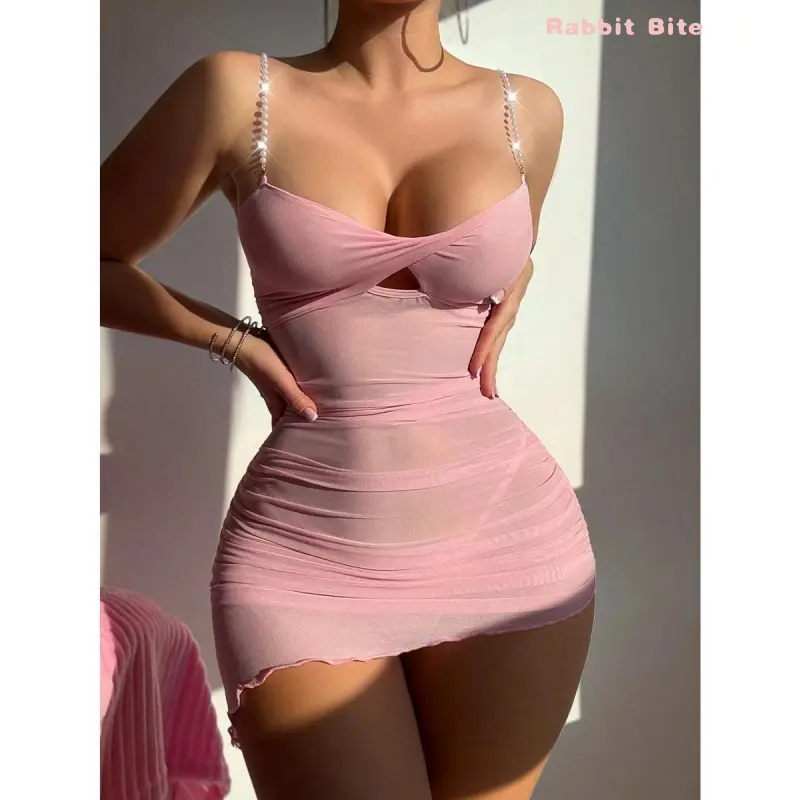Rabbit Bite European and American Simple See-Through Mesh Uniform Temptation Strap Desire Erotic Lingerie 2pcs Rabbit Bite European and American Simple See-Through Mesh Uniform Temptation Strap Desire Erotic Lingerie 2pcs