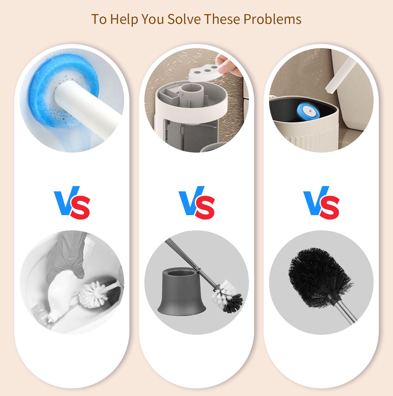 AIR U Disposable Toilet Brush, Toilet Bowl Wand Holder Set with 24PCS Cleaner Refills, General Bathroom Cleaner Restroom Home Goods  ,Valentine's Day gift