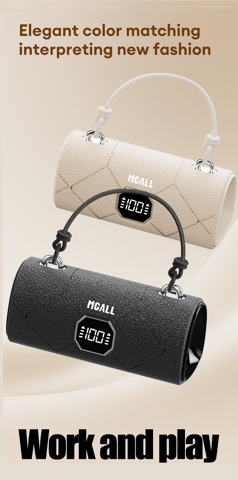 MGALL X22 Fashionable Clip-On Wireless Headphones with Handbag‑Style Light‑Luxury Leather Texture, Comfortable Fit, 2025 Bluetooth 6.0, LED HD Display, HiFi Sound, Sport & Travel Ready, Perfect Gift for Girlfriend, Audio Earbuds for Music & Calls