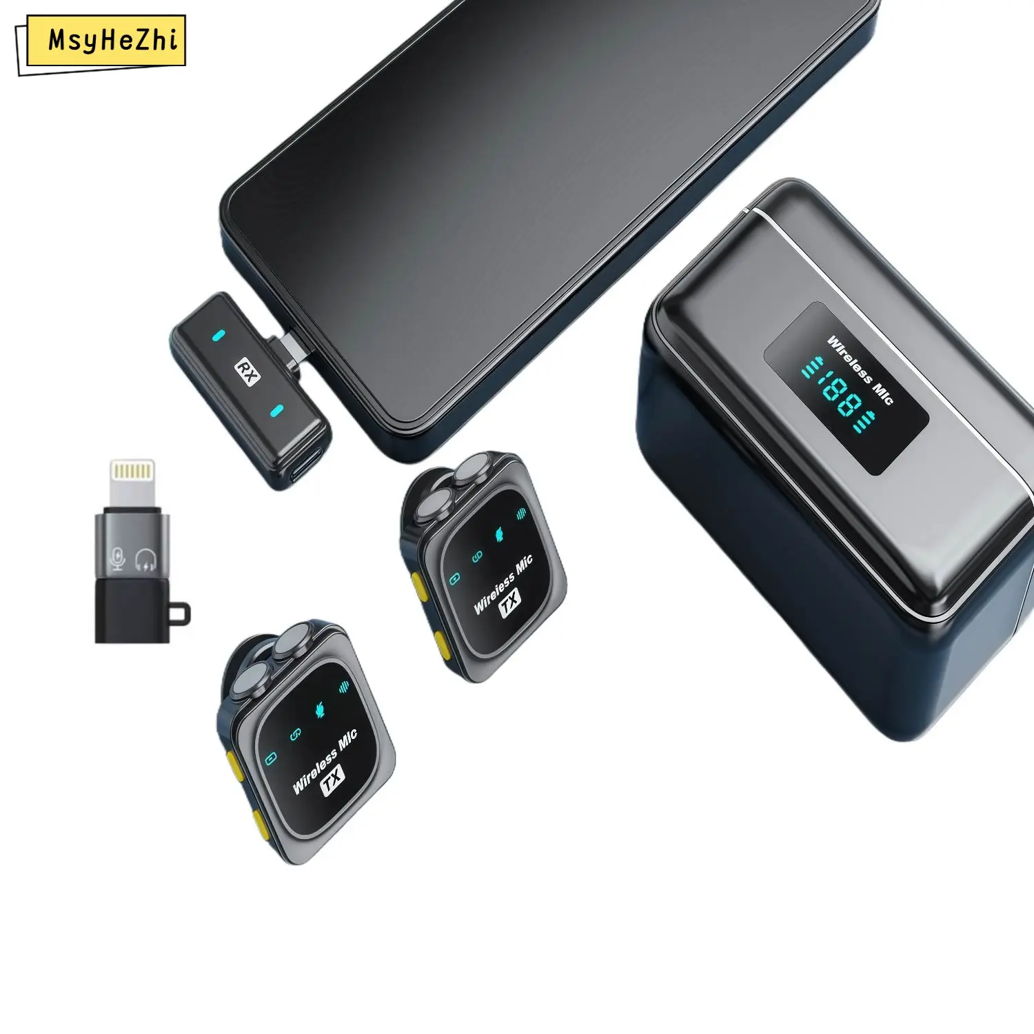 Wireless Lavalier Microphone for iPhone iPad AndroidWith Charging Case Audio Smartphone AudioSmartphone Portable Noise Cancellation Clip LapelReceiver Equipment Device Recording Usb Wearablewireless microphone streaming equipment。Black Friday tiktokshopsp