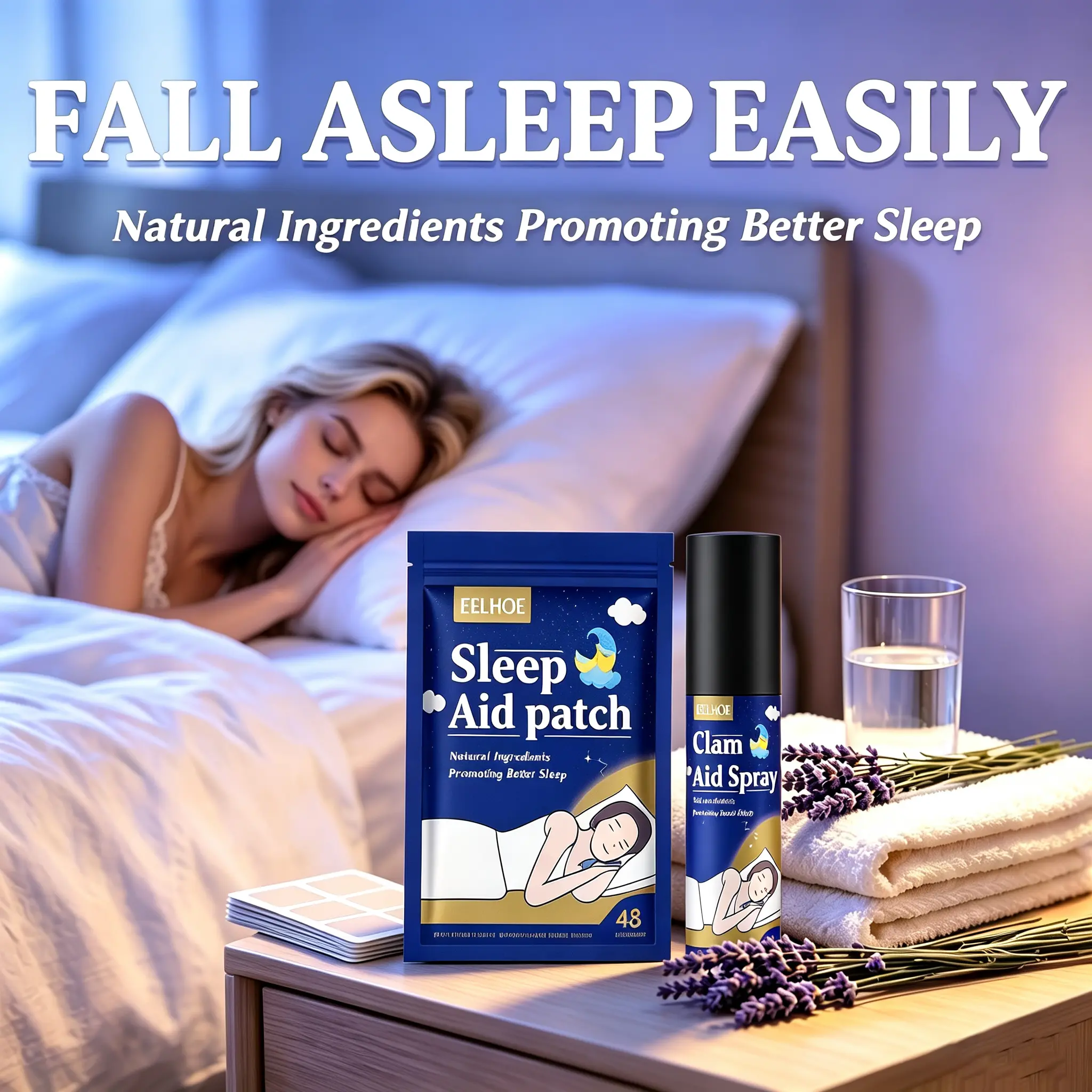 Adults' Nighttime Relax Wellness Kit - 48Pcs Natural Plant Sleep Aid Patches, 60ml Calming Spray, Skin-Friendly Herbal Stress Relief & Relaxation Bedtime Care (Beauty & Personal Care)
