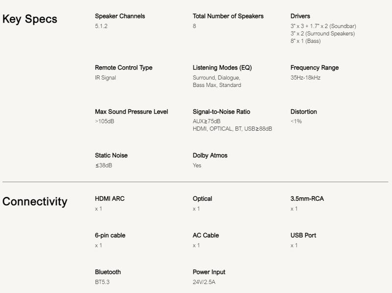 ULTIMEA Nova S80 5.1.2ch 360° Dolby Atmos Home Theater: Soundbar & Subwoofer with BassMX, 3D Surround Sound for Home, Parties & Gaming. Supports 4K HDR, HDMI eARC, Bluetooth & Smartphone Connectivity.