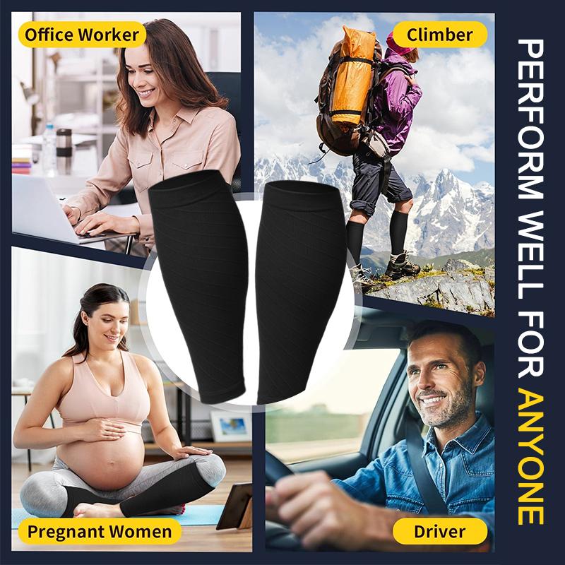 Tinylemon 3 Pairs Calf Compression Sleeves 20-25mmHg for Women Men Leg Support Running Shin Splints Relief Knee Saver Wellknee Plaster Black Healthcare Tool Patellaband