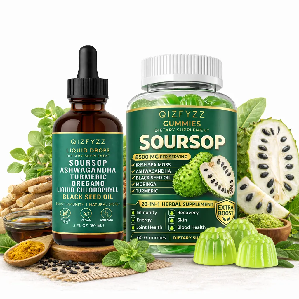 Soursop Health Supplement - Dual-Effect Combination with 8500mg Gummies + Herbal Dietary Supplement Drops, 20-in-1 High-Concentration Formula for Immune Support, Joint Care, Whole-Body Conditioning
