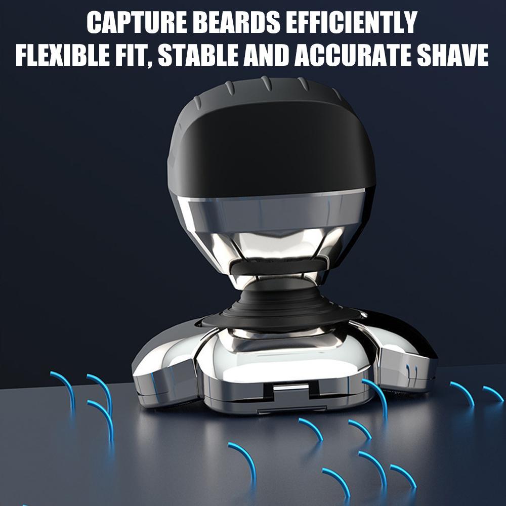 6-in-1 Electric Head Hair Shaver Mens Cordless Rechargeable Wet/Dry Skull & Bald Head Waterproof Razor with Rotary Blades, Clippers, Nose Trimmer, Brush, Massager Home&Travel Valentine Gift