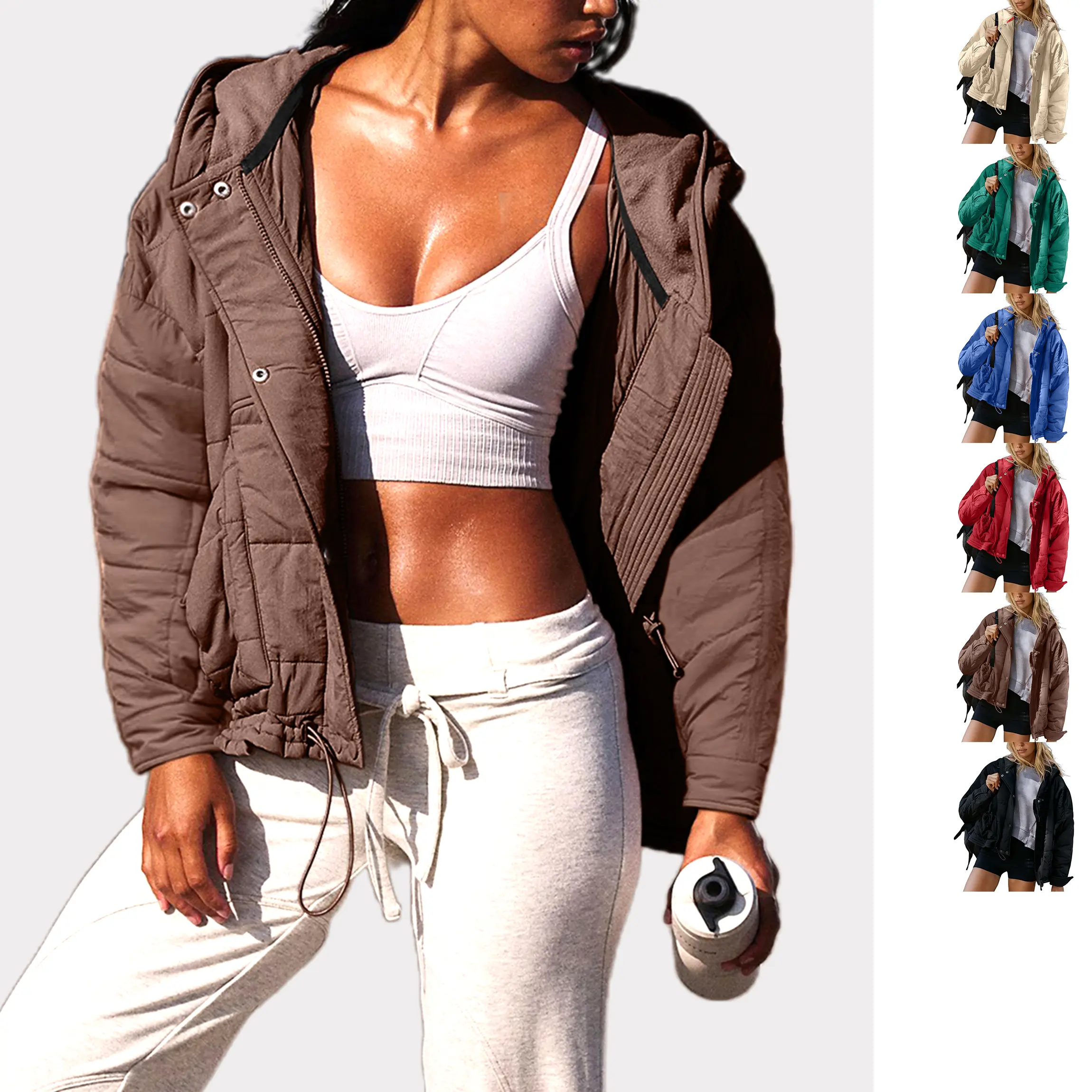 Buenoble Women’s Quilted Puffer Jacket with Hood Cropped Winter Coat Oversized Warm Outerwear Buenoble Women’s Quilted Puffer Jacket with Hood Cropped Winter Coat Oversized Warm Outerwear