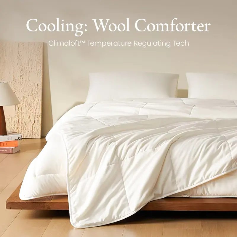 APSMILE Cooling Wool Comforter - Climaloft Temperature Control Breathable Quilt, 100% Organic Cotton Cooling Bedding, Multi-Size, Mid-Year Sale Deals