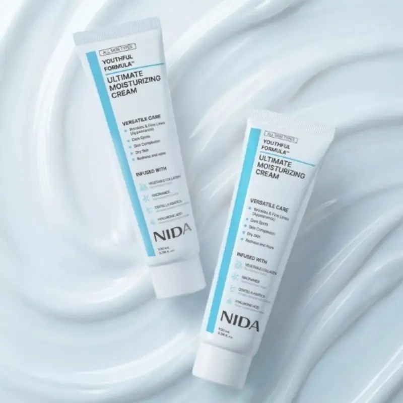【Buy 1 Get 1 Free】NIDA Youthful Formula Ultimate Moisture Cream Set Pack (2PCS, 100ml Each) - Collagen, Niacinamide, Centella Asiatica Infused Skincare Moisturizer