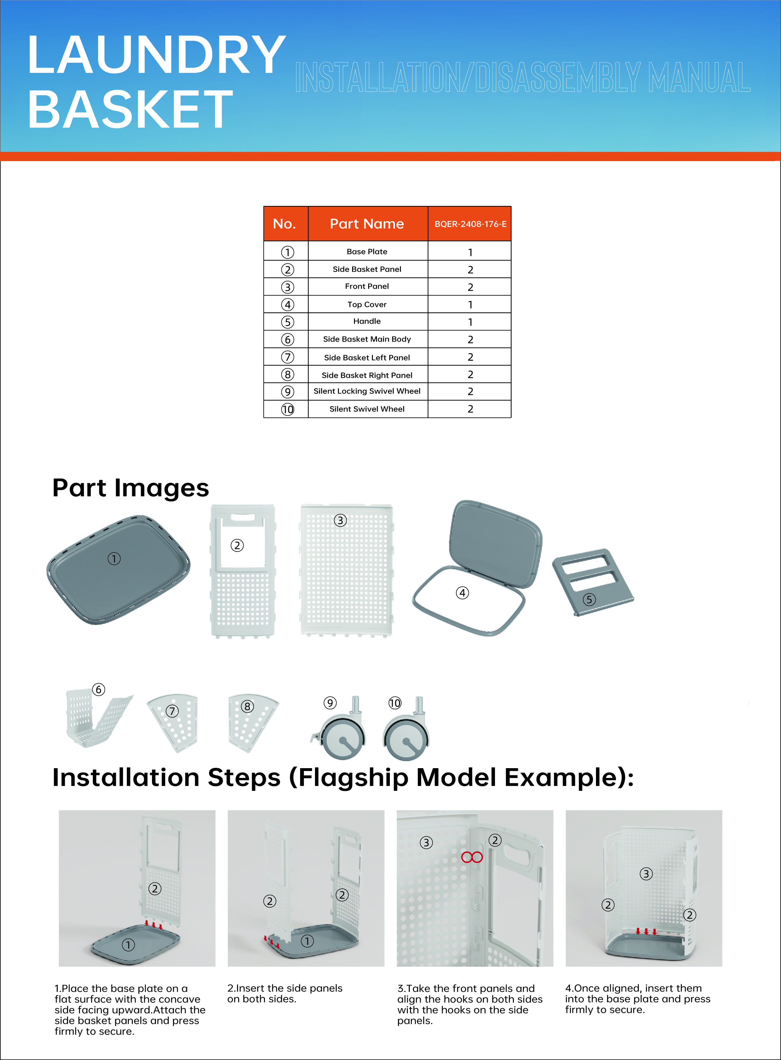 UFORU Laundry basket with wheels, white and gray, ventilated clothes and towel basket, odor-resistant, convenient rolling storage, suitable for dorms, bedrooms, bathrooms, portable laundry basket with lid