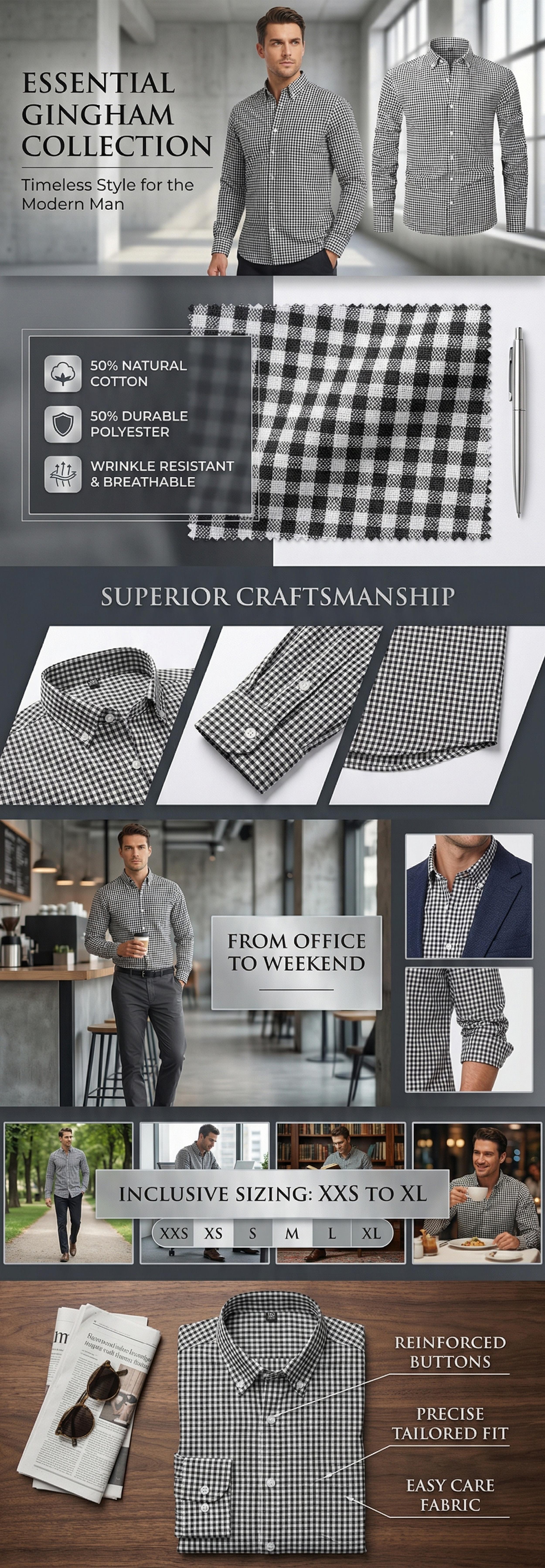 【3PCS】Men's plaid shirt; casual daily breathable long-sleeved stretch button-down collar men's coat. camisas  mangalarga  para  hombres