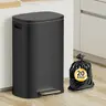 KSSKSS 13 Gal (50L) Tall Stainless Steel Kitchen Trash Can - Step Pedal Garbage Can with Soft-Close Lid, Removable Inner Bucket, Waterproof Steel Body, Ideal for Home Office (Black), Garbage Cans