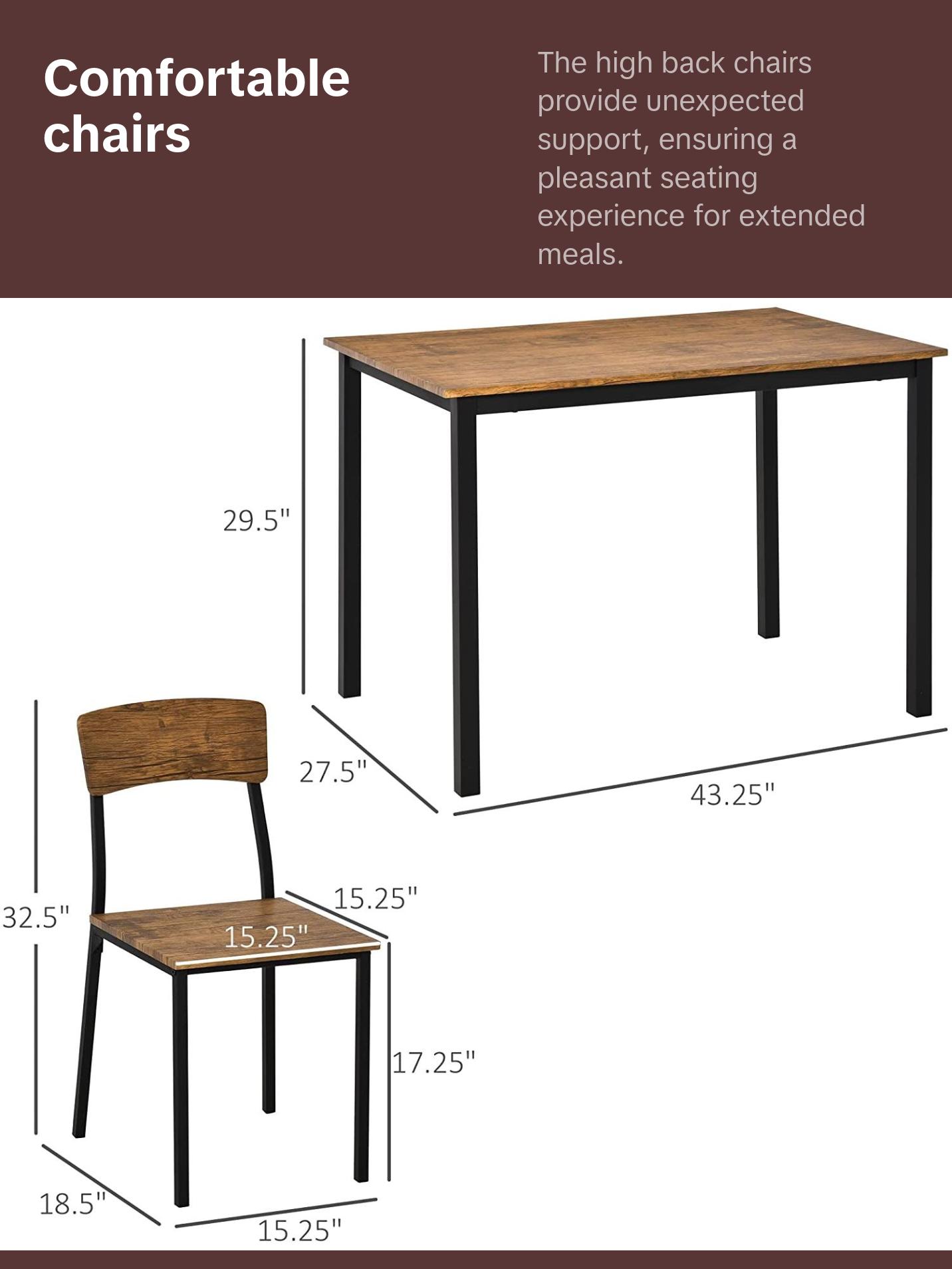 Charming 5 Piece Dining Table Set Modern Counter Height Dining Table and Chairs Set Dark Walnut