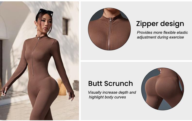 RASMEE Ladies' 3 Piece Slim Fit Sports Jumpsuit with Tight Waist Design Unique Tailoring Pure Color Indoor Outdoor Wear Fashionable Sportswear for Gyms and Sports Activities Fitness Outfit Stretchable Activewear