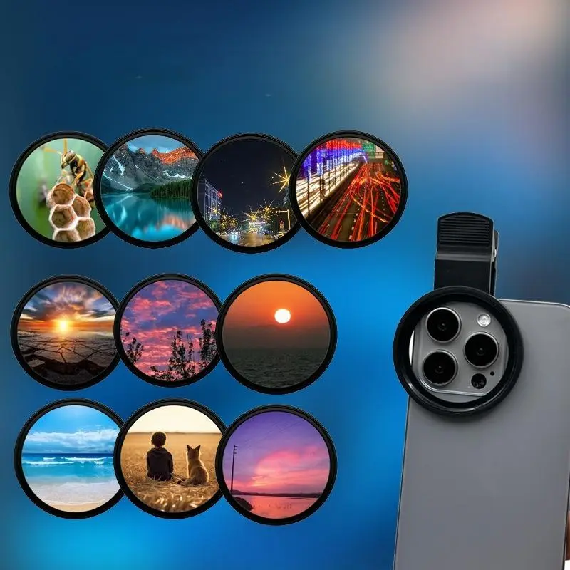 52mm Polarizing Filter Clip Set, Universal CPL Filter Cellphone Mobile Lens Accessories, Phone Camera Lens Filter for Most Smartphones