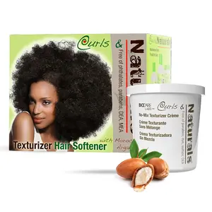 Curls & Naturals Texturizer Hair Softener with Moroccan Argan Oil - 5oz No Mix Cream & 1oz Shampoo Kit for Haircare