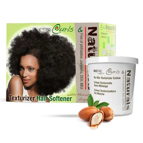 Biocare Labs Unisex Curls & Naturals Curly Hair Texturizer Softener Kit - 5oz No-Mix Conditioning Cream, 1oz Cleanser, .35oz Hydrating Shampoo, Moroccan Argan Oil & Keratin Hair Strengthening Moisturizing Haircare to Hydrate Bouncy Curls