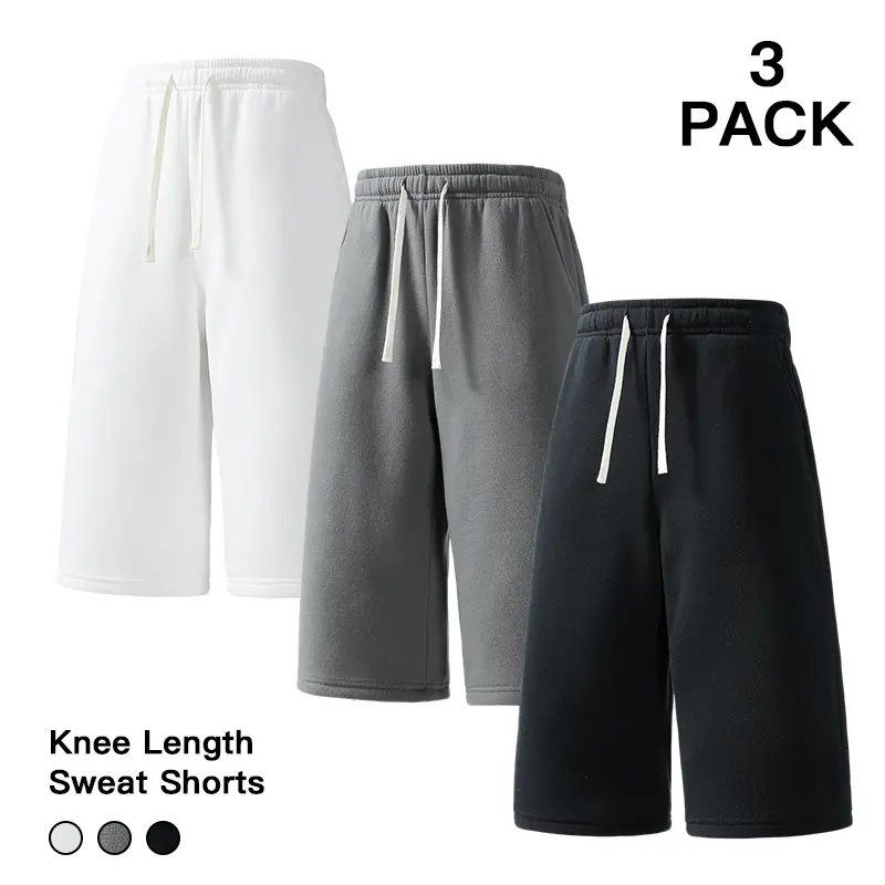 Multi Pack Oversized Knee-Length Jogger Sweat Shorts for Men Elastic Waist Casual Basic Bottoms Ideal for Travel, Outdoor Walks & All Season Daily Outfits,clothes for back to school,first day of school outfits