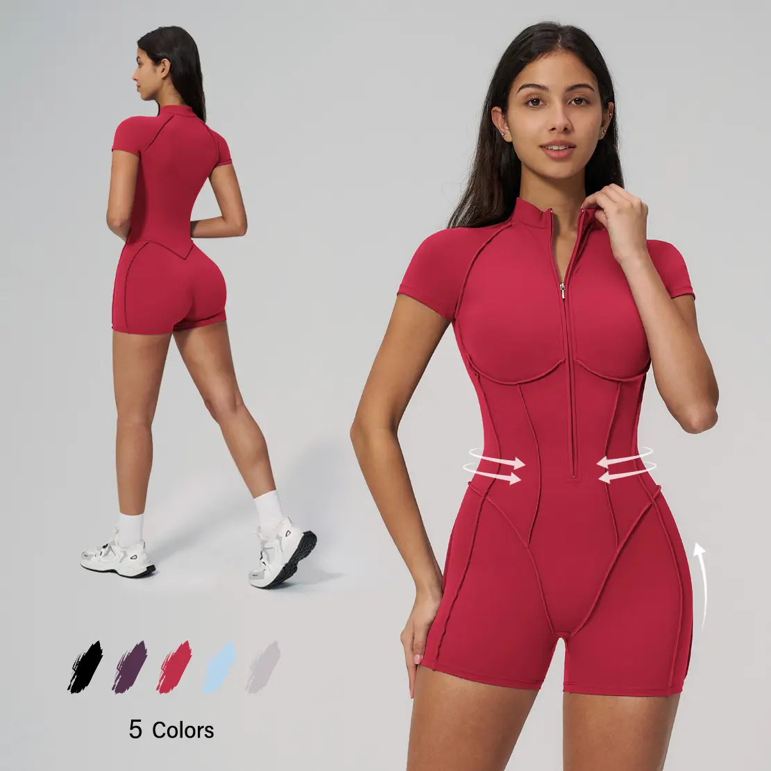 NVWA Women's High-Stretch Zipper Sports Jumpsuit - Skin-Friendly Breathable Slim-Fitting Fabric, Glute-Lifting Midsection-Sculpting Overalls, Athleisure Fashion Apparel, Ideal for Yoga,Gym, Women's Clothes, Female Stylish Clothes Outfits, Stylish Women's
